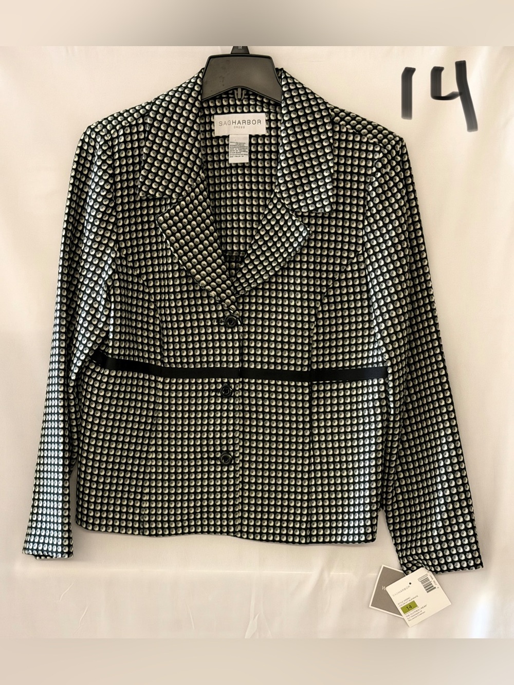 Sag Harbor Black and Silver Patterned Blazer
